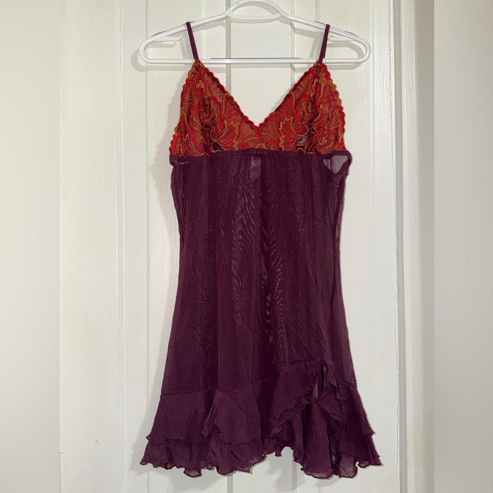 VTG ACT international Fairy Whimsy Sheer Babydoll Slip Dress Romantic size large